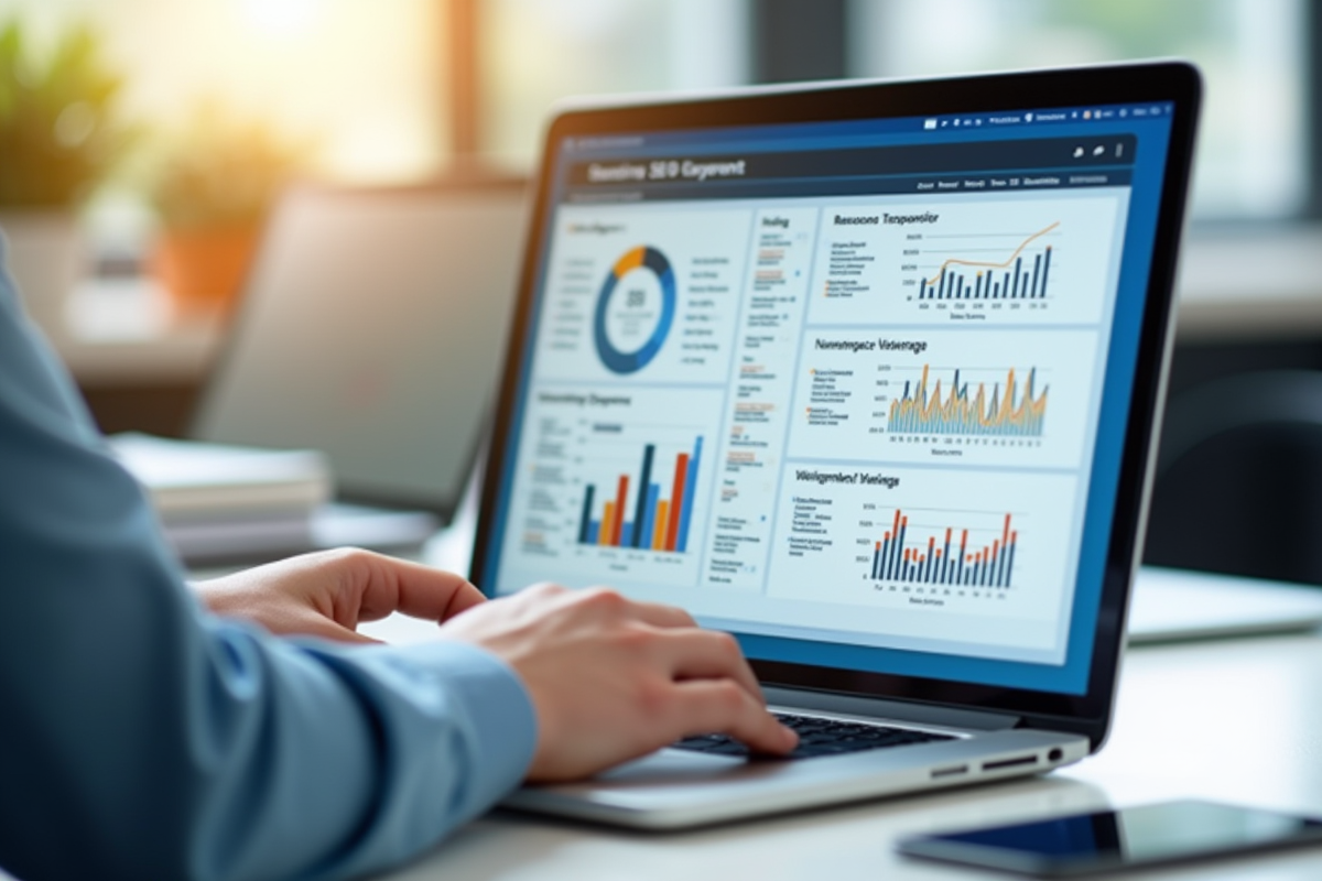 Professionnel analysant un plan SEO organisé sur un ordinateur