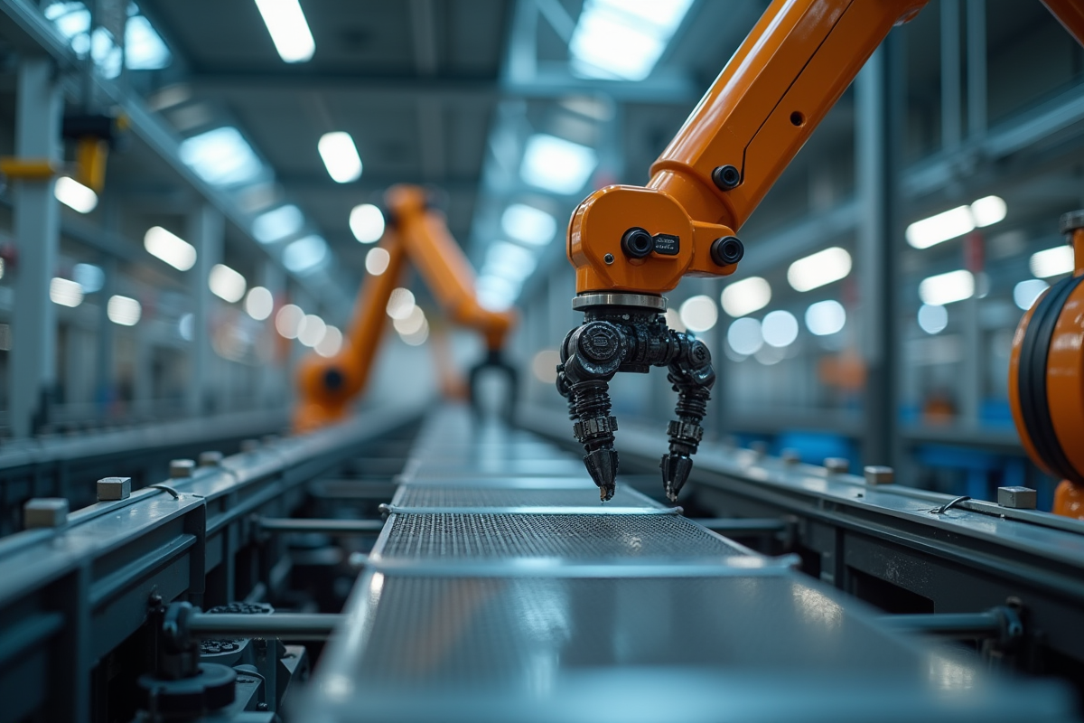 Bras robotique industriel automatisant une ligne de production