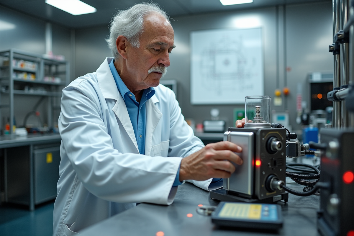 Chercheur expérimentant un processeur quantique en laboratoire