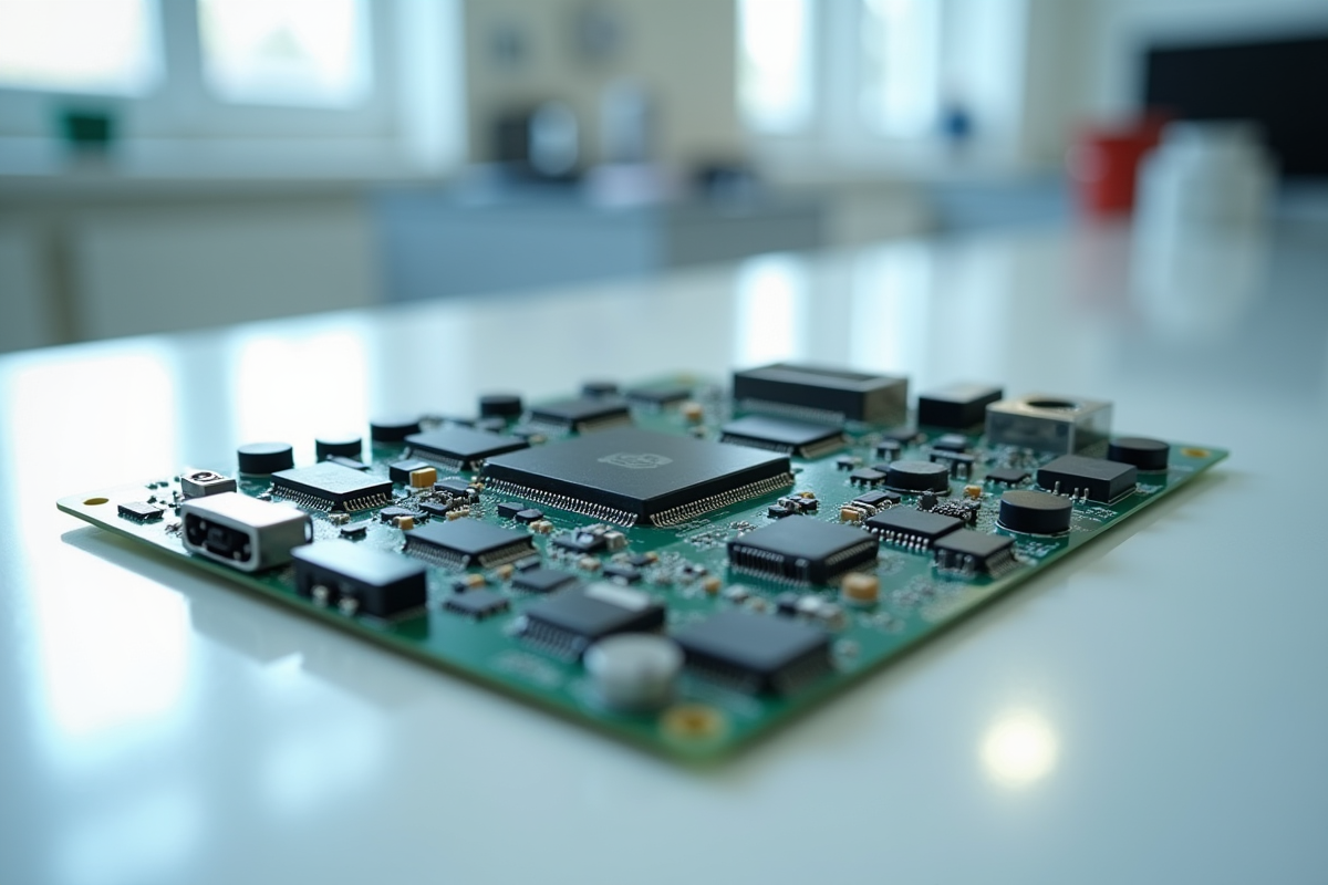 Circuit neuromorphique complexe sur table blanche