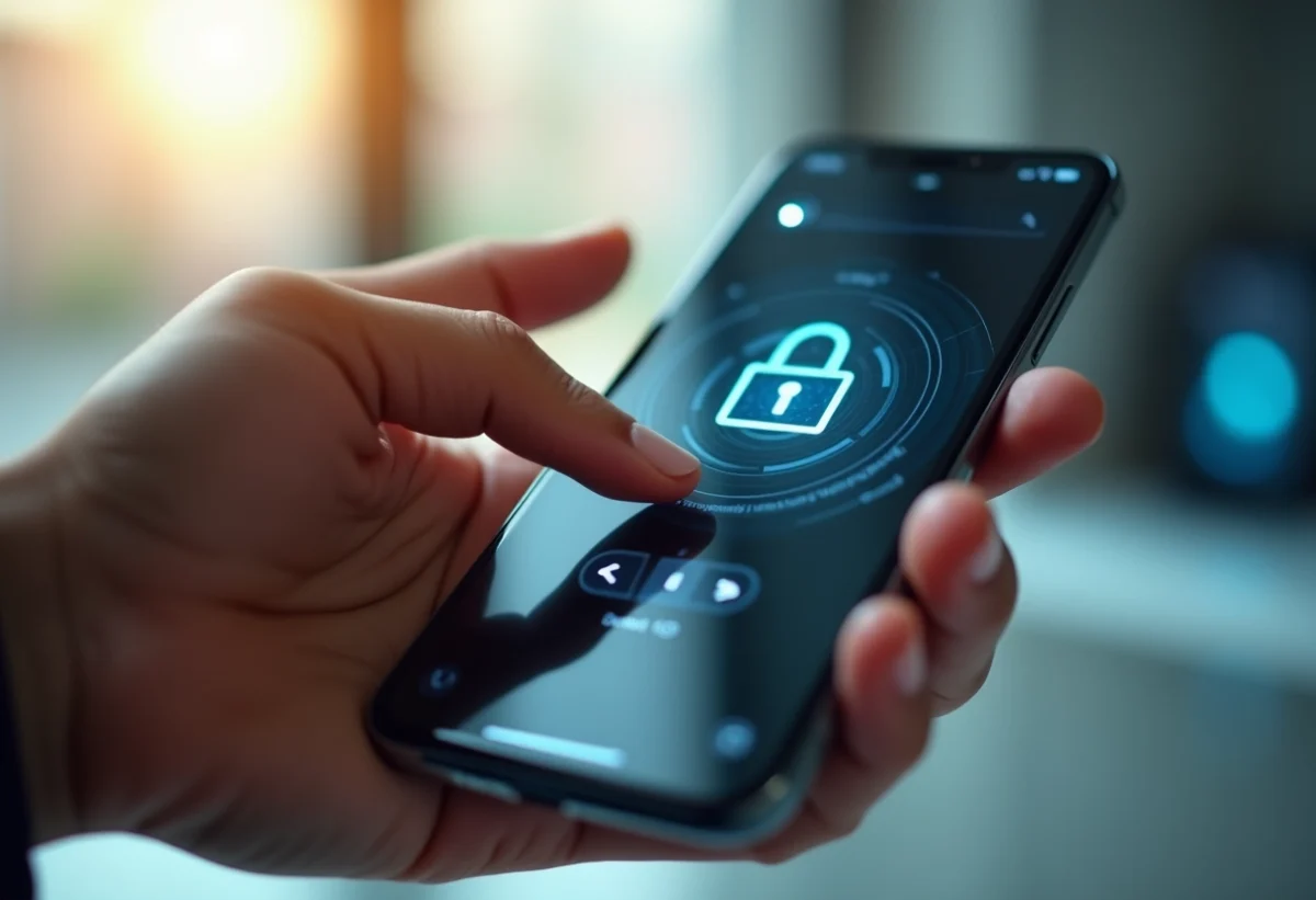 Main saisissant un code d authentification sur un smartphone