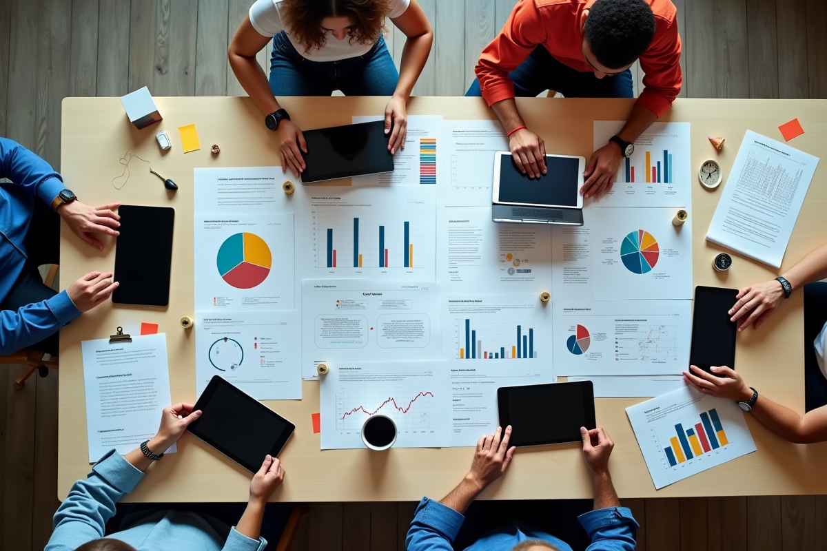 Équipe SEO collaborant autour d