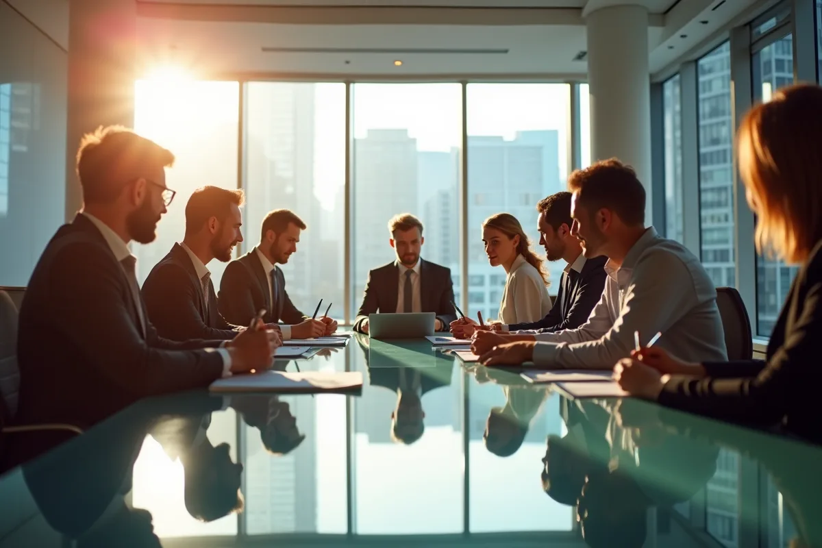 Groupe de professionnels collaborant dans un bureau moderne