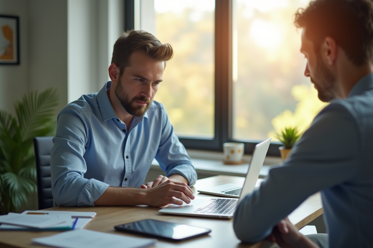 Personne étudiant le SEO sur un ordinateur portable lumineux