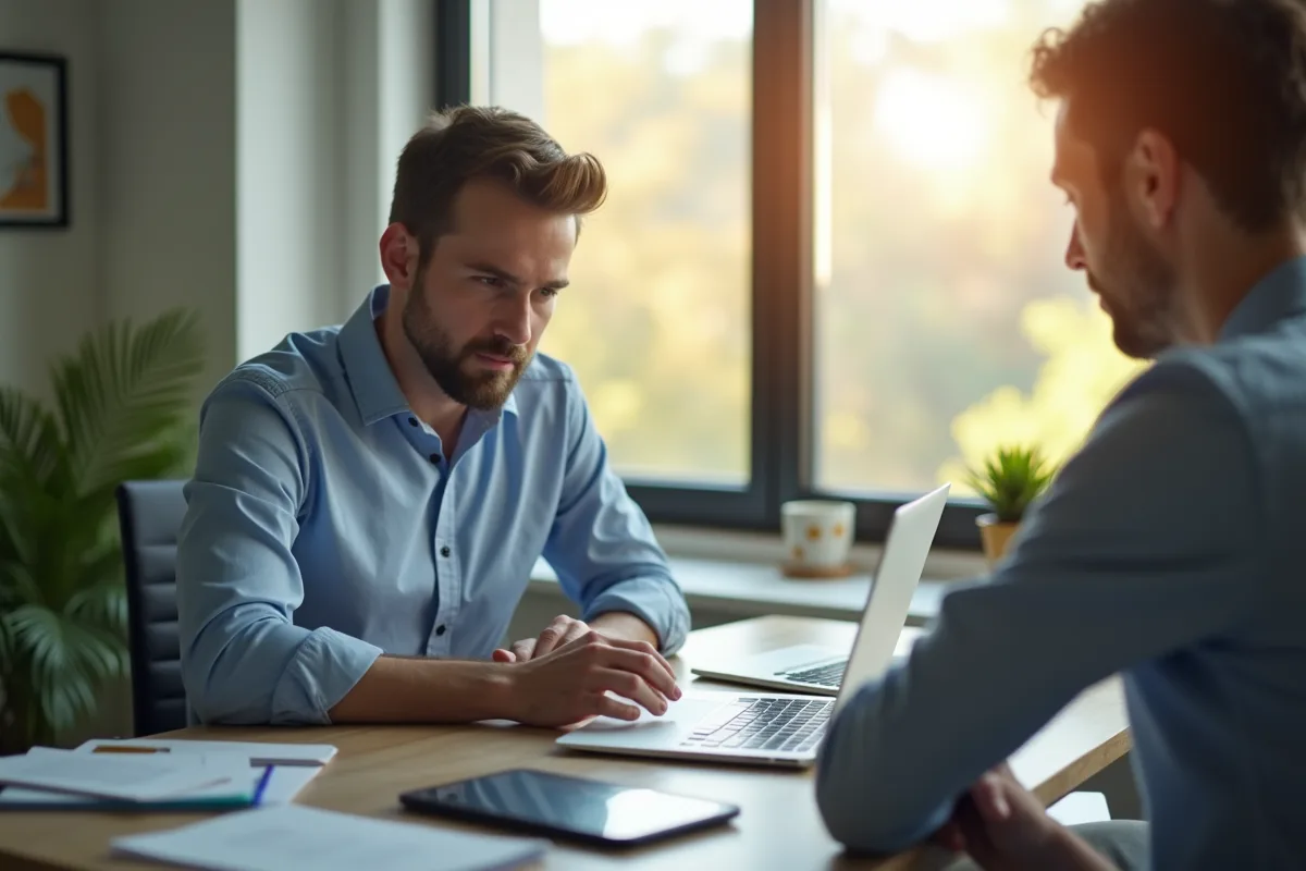 Personne étudiant le SEO sur un ordinateur portable lumineux