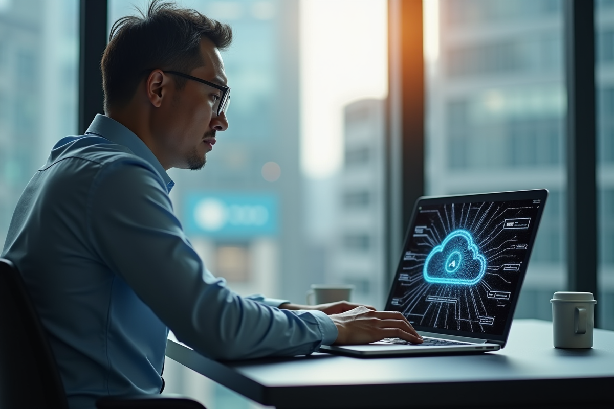Un professionnel inquiet regarde un diagramme de réseau en erreur
